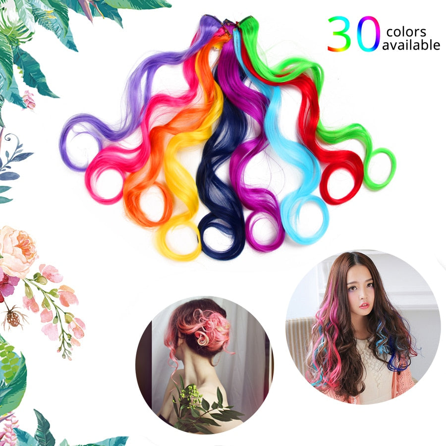 Extensions de cheveux synthétiques arc-en-ciel