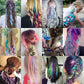 Extensions de cheveux synthétiques arc-en-ciel