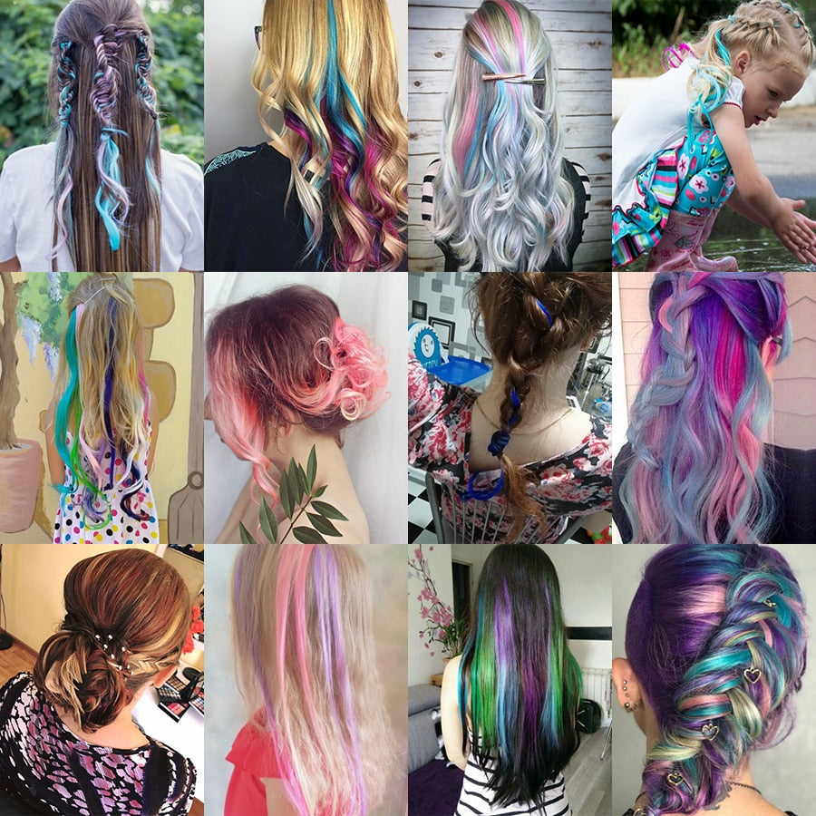 Extensions de cheveux synthétiques arc-en-ciel