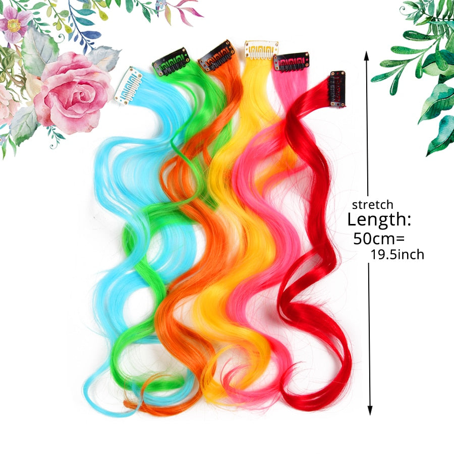 Extensions de cheveux synthétiques arc-en-ciel
